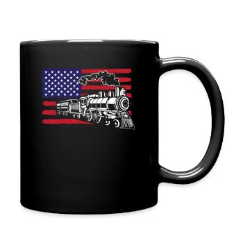 Amerikanische Flagge USA Zug Züge Zugfahrer - Tasse einfarbig - Schwarz - Rechts