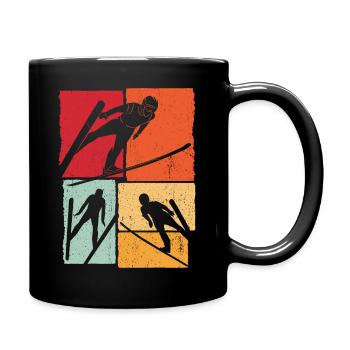 Skispringen Vintage Skifliegen Skiurlaub Ski Skisp - Tasse einfarbig - Schwarz - Rechts