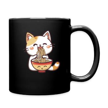 Cat Noodles Ramen in Kawaii - Full Colour Mug - black - Right