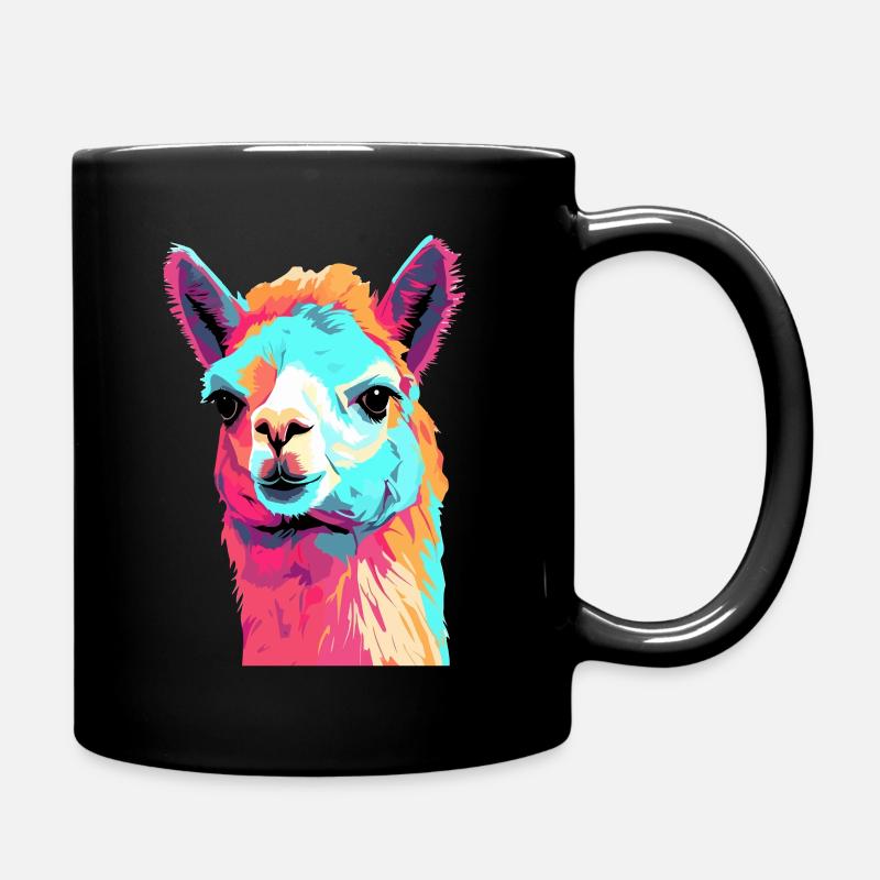 Alpaka in Pop Art - Tasse einfarbig - Schwarz
