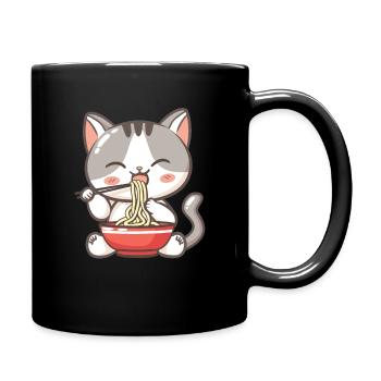Cat Noodles Ramen in Kawaii - Full Colour Mug - black - Right