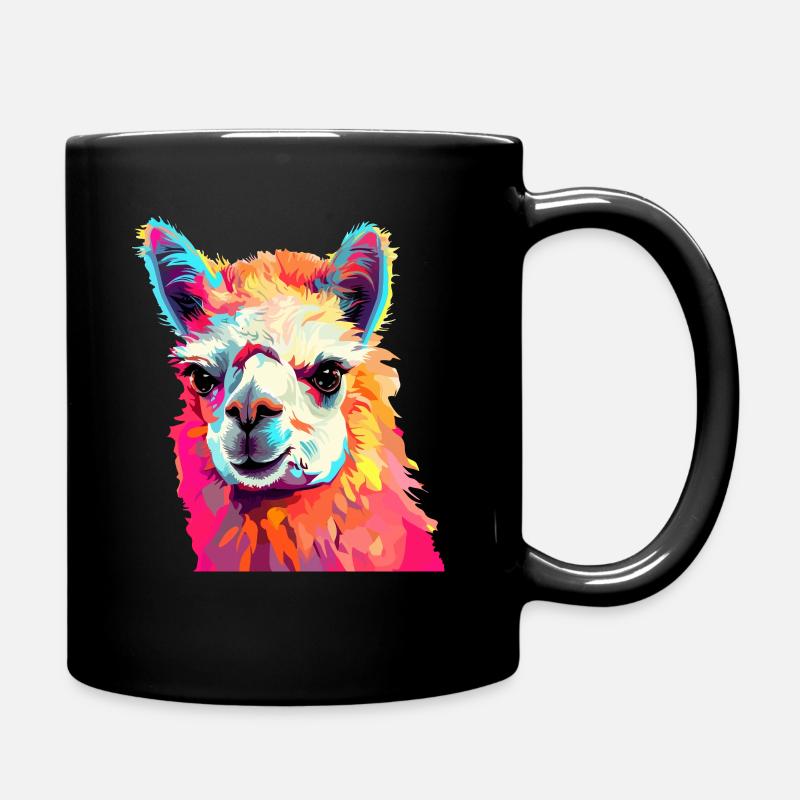 Alpaka in Pop Art - Tasse einfarbig - Schwarz