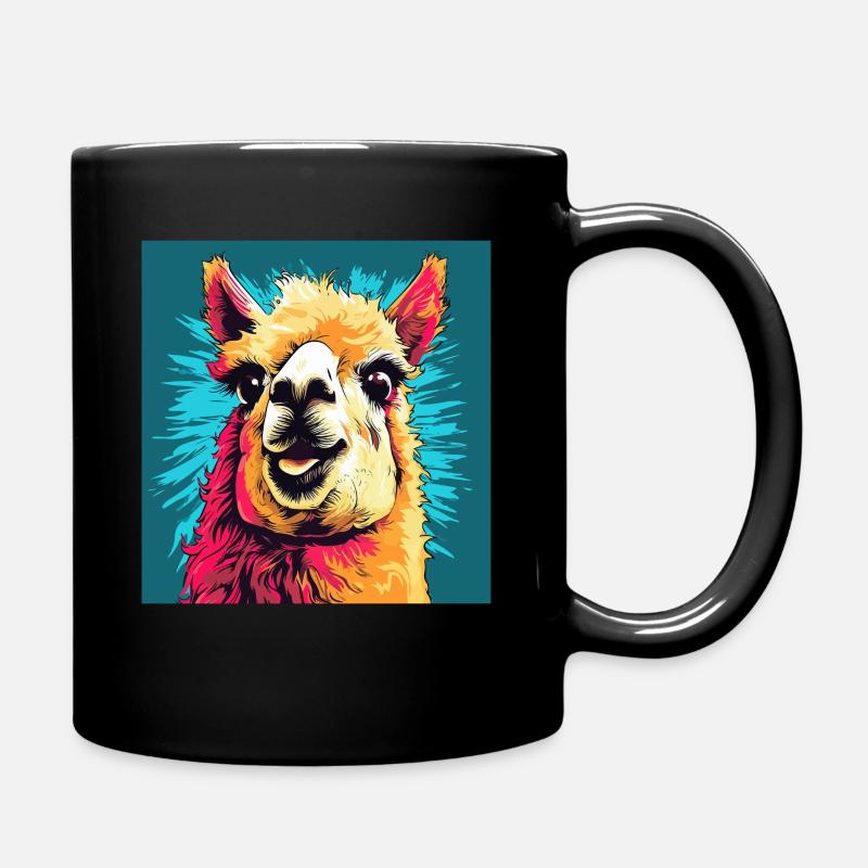 Alpaka in Pop Art - Tasse einfarbig - Schwarz