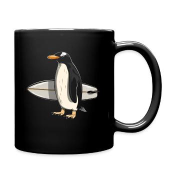 Surfer Pinguin Geschenk Vintage Surfen - Tasse einfarbig - Schwarz - Rechts
