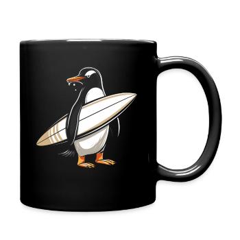 Surfer Pinguin Geschenk Vintage Surfen - Tasse einfarbig - Schwarz - Rechts