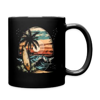Surfer Geschenk Vintage Surfen - Tasse einfarbig - Schwarz - Rechts