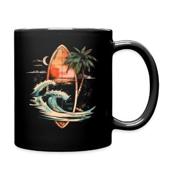 Surfer Geschenk Vintage Surfen - Tasse einfarbig - Schwarz - Rechts