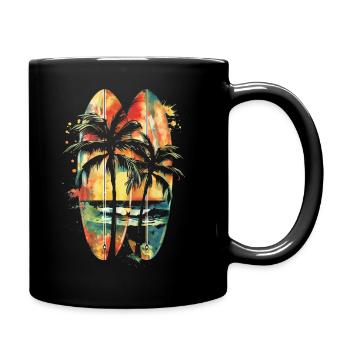 Surfer Geschenk Vintage Surfen - Tasse einfarbig - Schwarz - Rechts