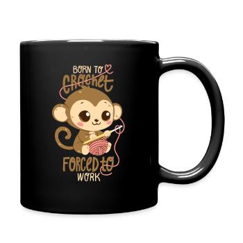 Né pour crocheter, forcé de travailler - Mug uni - noir - Droite