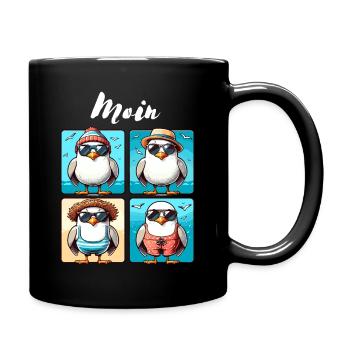 Hamburg Moin Möwe Küste Norden Nordsee Lustig - Tasse einfarbig - Schwarz - Rechts