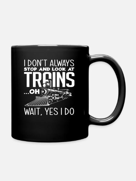 Train Trains Hobby Train Spotter - Full Colour Mug - black