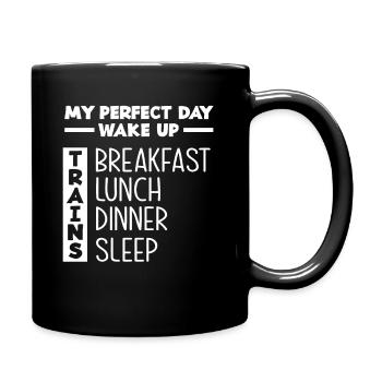 Perfekte Tag Zug Züge Hobby Train Spotter - Tasse einfarbig - Schwarz - Rechts
