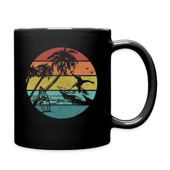 Surfen Vintage Surfer Geschenk - Tasse einfarbig - Schwarz - Rechts