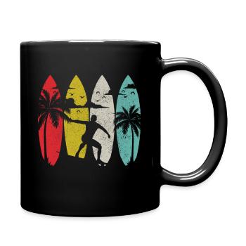 Surfen Vintage Surfer Geschenk - Tasse einfarbig - Schwarz - Rechts