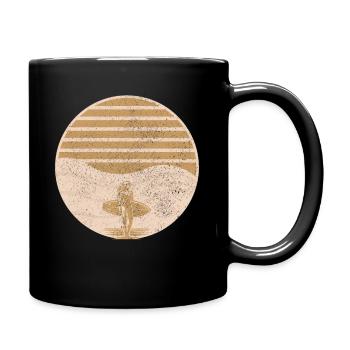 Surfen Vintage Surfer Geschenk - Tasse einfarbig - Schwarz - Rechts