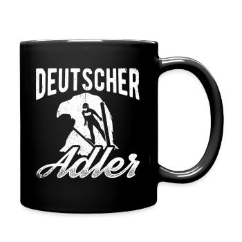Deutscher Adler Skispringen Skiurlaub Wintersport - Tasse einfarbig - Schwarz - Rechts
