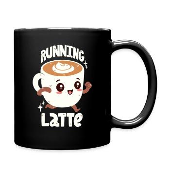 Caffè Latte ist spät dran - Tasse einfarbig - Schwarz - Rechts