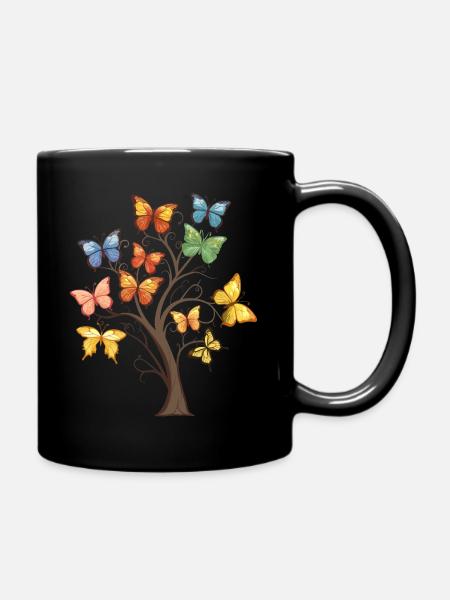 Schmetterlings Baum - Tasse einfarbig - Schwarz
