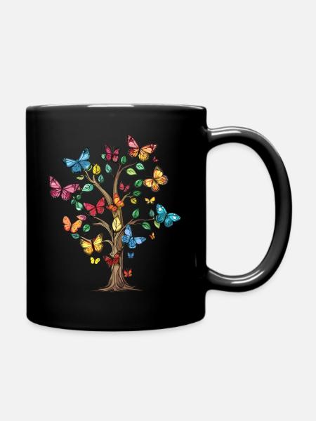 Schmetterling, Schmetterlings Baum - Tasse einfarbig - Schwarz