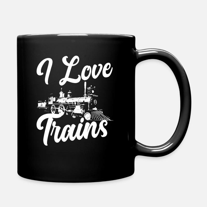 J’aime Train Trains Hobby Train Spotter - Mug uni - noir