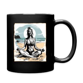 Yoga méditation sur la plage - Mug uni - noir - Droite