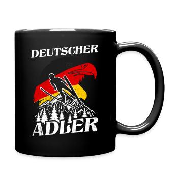 Deutscher Adler Skispringen Skiurlaub Wintersport - Tasse einfarbig - Schwarz - Rechts