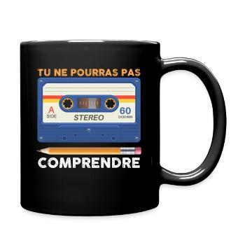 70er 80er 90er Jahre Audiokassetten-Bleistift - Tasse einfarbig - Schwarz - Rechts