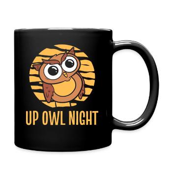Up Owl Night Nachtschicht Krankenschwester - Tasse einfarbig - Schwarz - Rechts