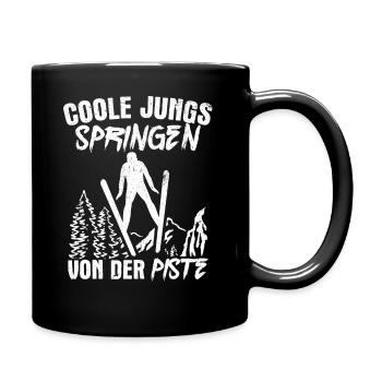 Cool Guys Jumping Off The Slopes Ski Holiday Skisp - Full Colour Mug - black - Right