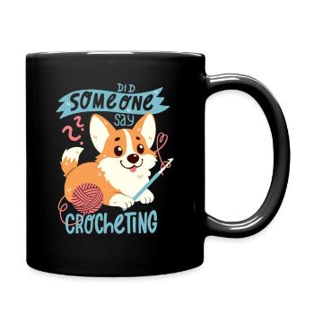 Crochet Corgi - Full Colour Mug - black - Right