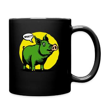 Yellow and green funny pig, huh? - Full Colour Mug - black - Right
