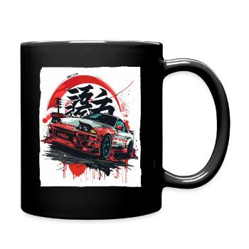 Straßenrennen mit japanischen JDM-Autos der 90er - Tasse einfarbig - Schwarz - Rechts
