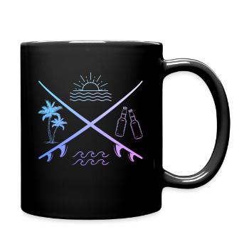 Surfer Vintage Surf Geschenk - Tasse einfarbig - Schwarz - Rechts