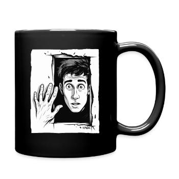 Abstrakt surrealistischer Cartoon Mann - Tasse einfarbig - Schwarz - Rechts