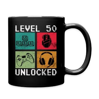 Level 50 Unlocked Gamer Zocker 50 Jahre - Tasse einfarbig - Schwarz - Rechts