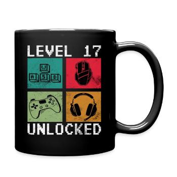 17th Birthday Level 17 unlocked - Full Colour Mug - black - Right