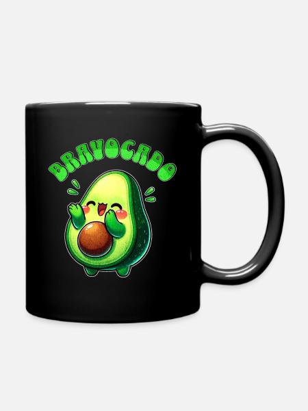 Bravocado - lustige Avocado freut sich klatschend - Tasse einfarbig - Schwarz