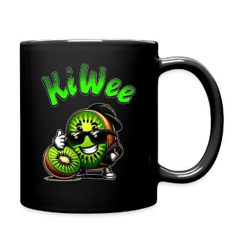 KiWee - süße Kiwi im Hip Hop Stil - Tasse einfarbig - Schwarz - Rechts