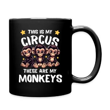 Mother's Day Mom Family Kids Monkeys Chimpanzees - Full Colour Mug - black - Right