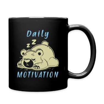 Daily Motivation Bear - Lazy Tired Sleep - Full Colour Mug - black - Right