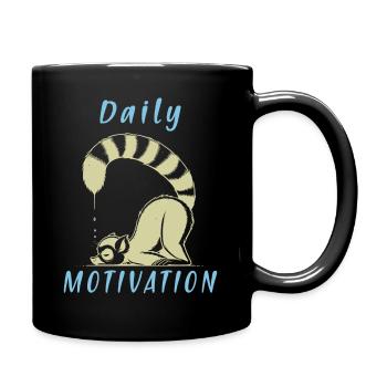 Daily Motivation Lemur - Loafers Tired Sleep - Full Colour Mug - black - Right