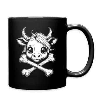 Cartoon Bull Head T-Shirt: Perfect for Festivals - Full Colour Mug - black - Right