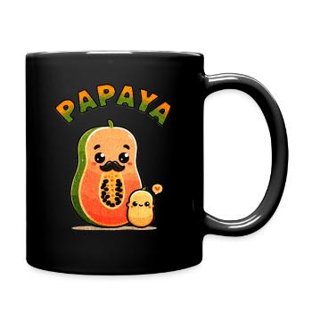 Papaya - süßer Fruchtpapa mit Fruchtkind - Tasse einfarbig - Schwarz - Rechts