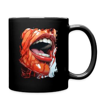 Contemporary Cartoon Lips - Full Colour Mug - black - Right