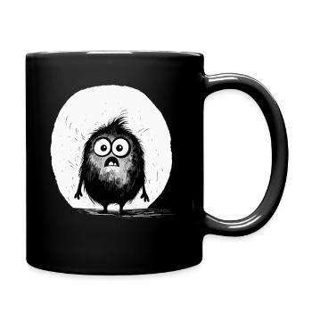 Verwirrtes kleines gruselig niedliches Monster - Tasse einfarbig - Schwarz - Rechts