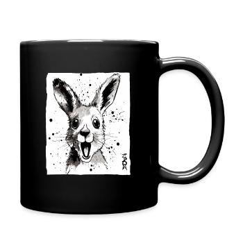 Tinte und Känguru - Tasse einfarbig - Schwarz - Rechts