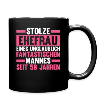 Ehe Engelshochzeit 58 Jahre Verheiratet Hochzeitst - Tasse einfarbig - Schwarz - Rechts
