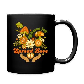 Entscheide dich für Freude, verbreite Liebe - Tasse einfarbig - Schwarz - Rechts