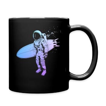 Surfing Astronaut Vintage Surfer Gift - Full Colour Mug - black - Right