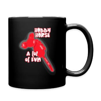 Ballon-Steckenpferd - lustig -Ich liebe Pferde - Tasse einfarbig - Schwarz - Rechts